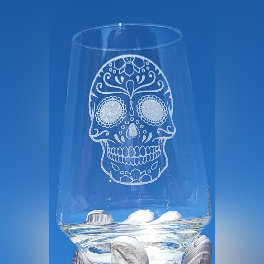 Día de los Muertos ~ Day of the Dead Wine Glass Sugar Skull